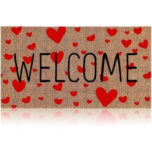 Valentine's Day Welcome Door Mat Red Heart Rug Non Slip 16 x 28 Inches